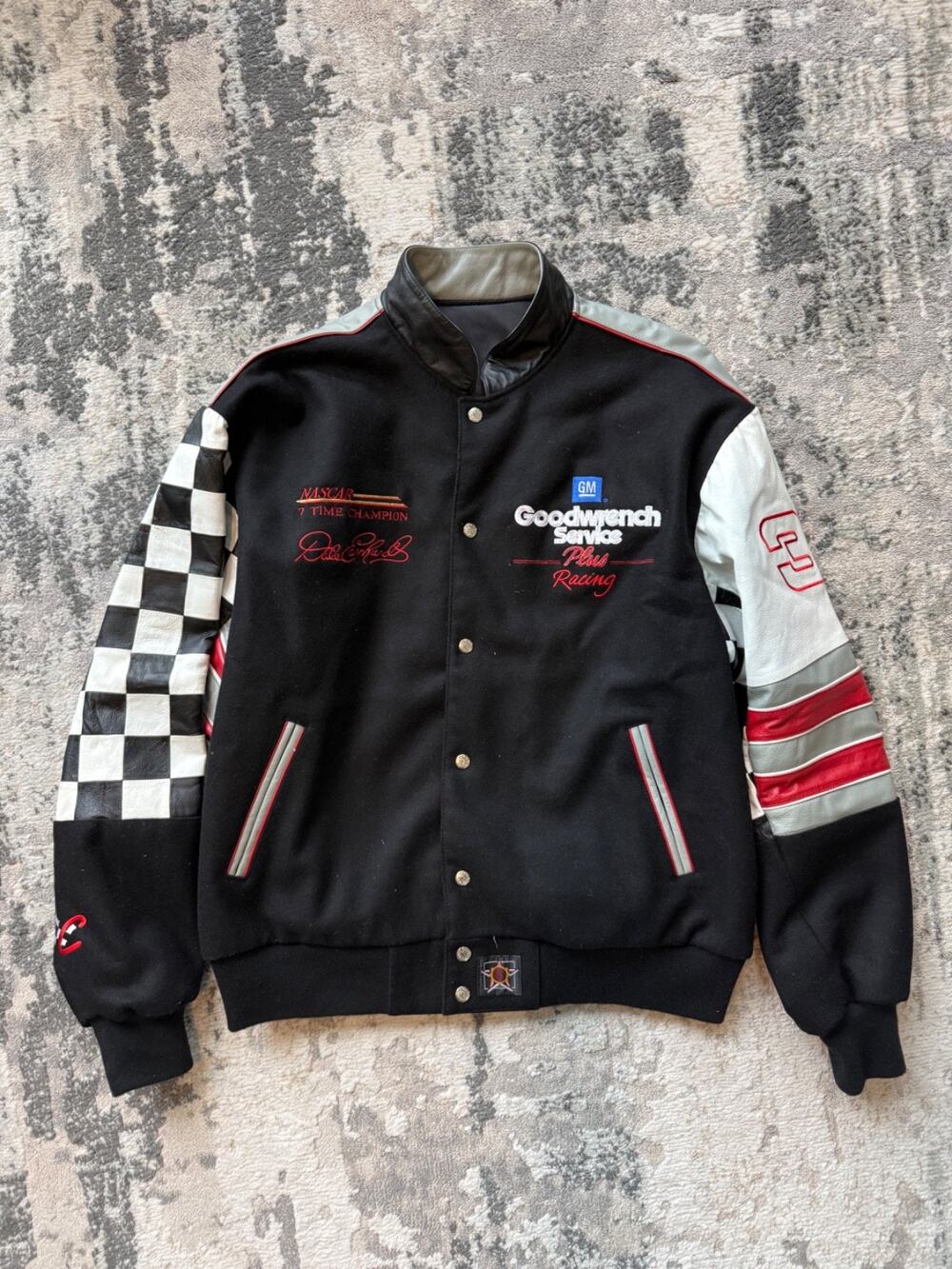 Vintage JH Design Jacket Mens XXL Black NASCAR Racing Dale Earnhardt Leather